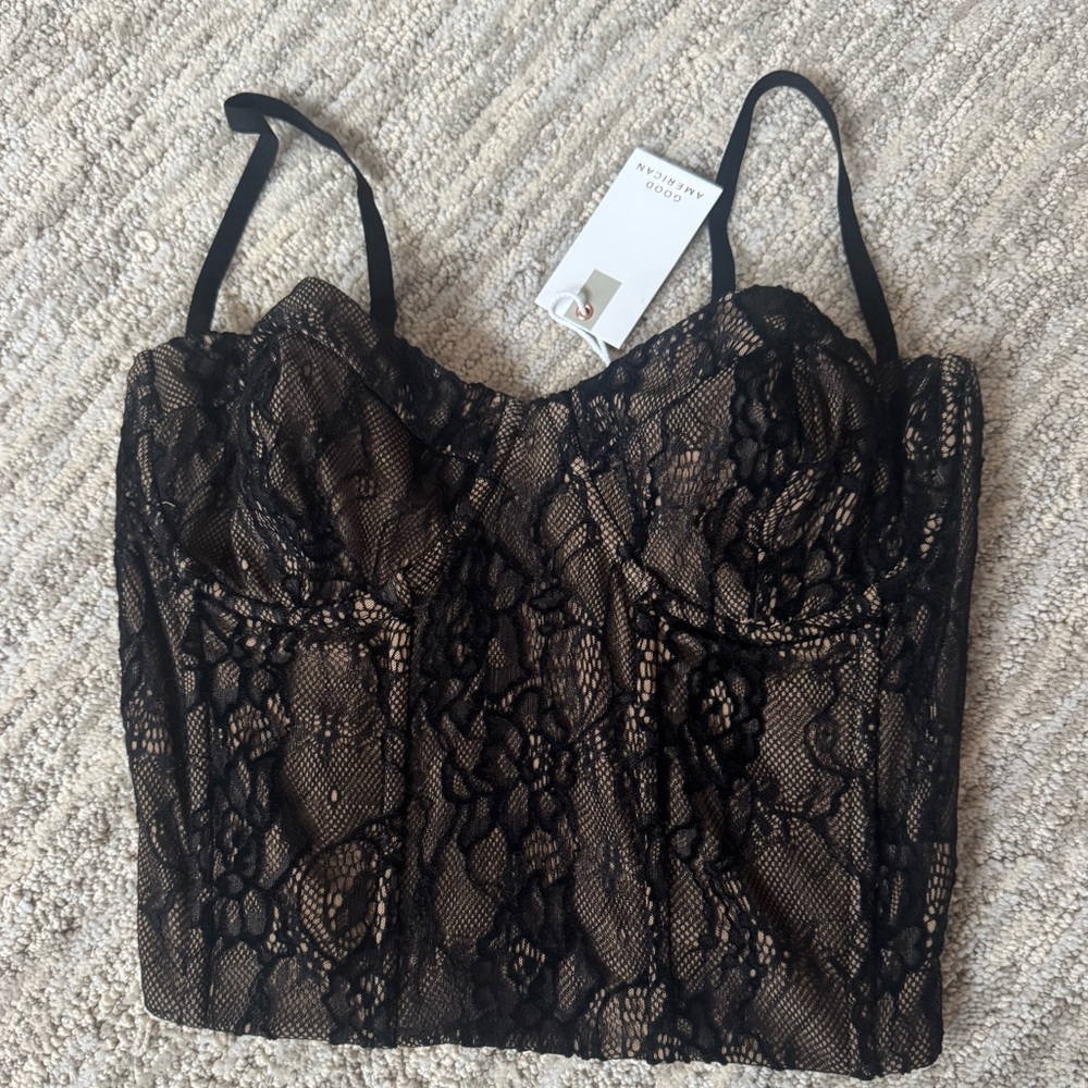 GOOD AMERICAN BLACK LACE BUSTIER LARGE - Picture 8 of 9